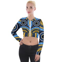 Tribal Zentangle Art Long Sleeve Cropped Velvet Jacket by tmsartbazaar