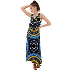 Tribal Zentangle Art V-neck Chiffon Maxi Dress by tmsartbazaar