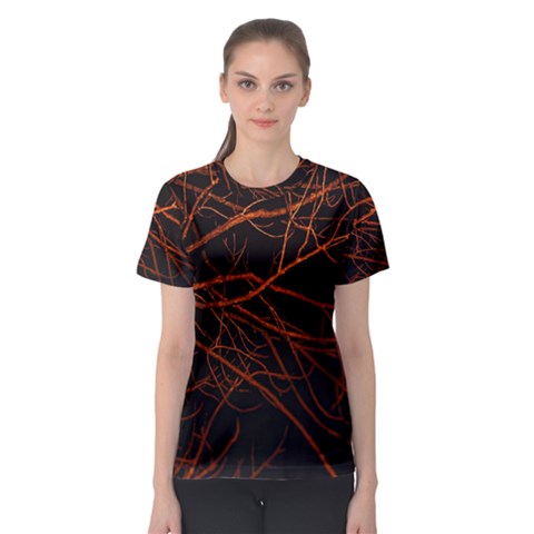 Dark Forest Scene Print Women s Sport Mesh Tee by dflcprintsclothing