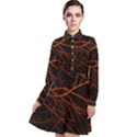 Dark Forest Scene Print Long Sleeve Chiffon Shirt Dress View1