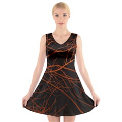 Dark Forest Scene Print V-neck Sleeveless Dress