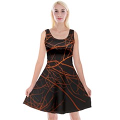 Dark Forest Scene Print Reversible Velvet Sleeveless Dress