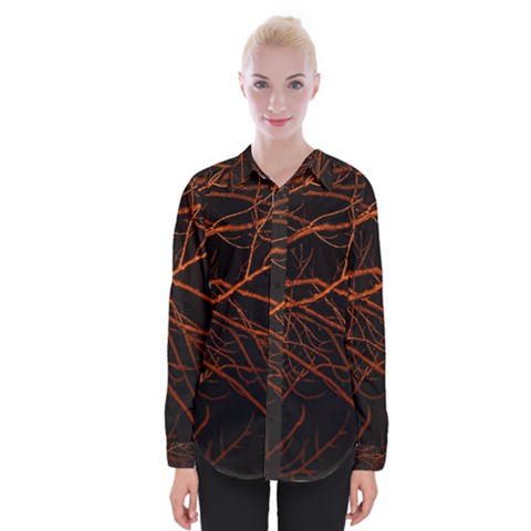 Dark Forest Scene Print Womens Long Sleeve Shirt by dflcprintsclothing