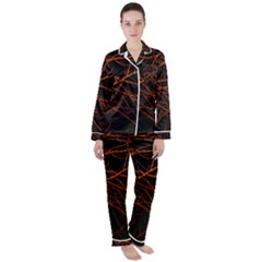 Dark Forest Scene Print Satin Long Sleeve Pyjamas Set