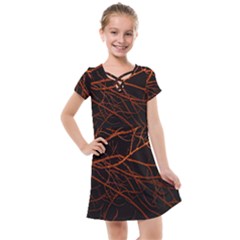 Dark Forest Scene Print Kids  Cross Web Dress