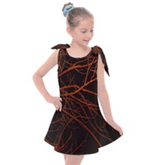 Dark Forest Scene Print Kids  Tie Up Tunic Dress