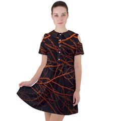 Dark Forest Scene Print Short Sleeve Shoulder Cut Out Dress  by dflcprintsclothing