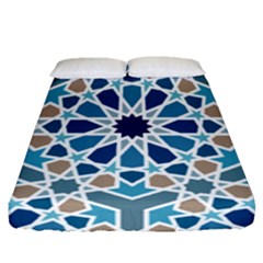 Arabic Geometric Design Pattern  Fitted Sheet (queen Size) by LoolyElzayat