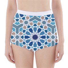 Arabic Geometric Design Pattern  High-waisted Bikini Bottoms