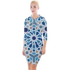 Arabic Geometric Design Pattern  Quarter Sleeve Hood Bodycon Dress by LoolyElzayat