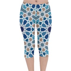 Arabic Geometric Design Pattern  Velvet Capri Leggings  by LoolyElzayat