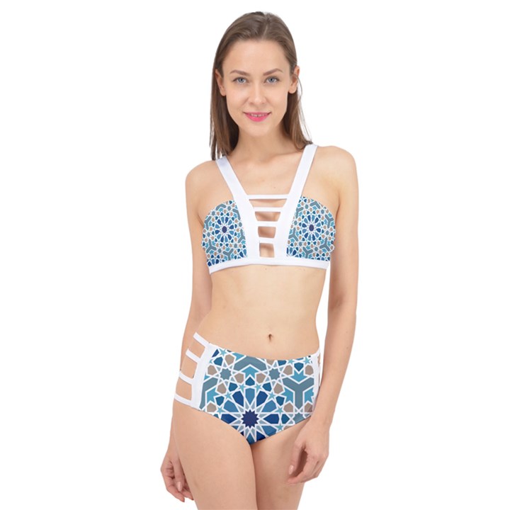 Arabic Geometric Design Pattern  Cage Up Bikini Set