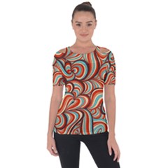 Psychedelic Swirls Shoulder Cut Out Short Sleeve Top by Filthyphil