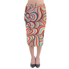 Psychedelic Swirls Velvet Midi Pencil Skirt by Filthyphil