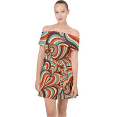 Psychedelic Swirls Off Shoulder Chiffon Dress by Filthyphil