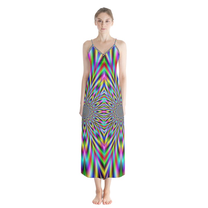 Psychedelic Wormhole Button Up Chiffon Maxi Dress