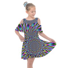 Psychedelic Wormhole Kids  Shoulder Cutout Chiffon Dress by Filthyphil