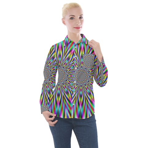 Psychedelic Wormhole Women s Long Sleeve Pocket Shirt by Filthyphil