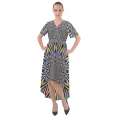 Psychedelic Wormhole Front Wrap High Low Dress by Filthyphil