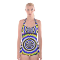 Psychedelic Blackhole Boyleg Halter Swimsuit  by Filthyphil