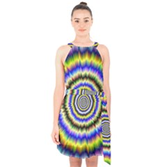 Psychedelic Blackhole Halter Collar Waist Tie Chiffon Dress by Filthyphil