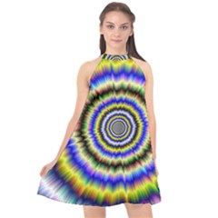 Psychedelic Blackhole Halter Neckline Chiffon Dress  by Filthyphil