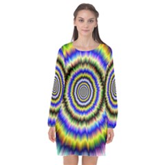 Psychedelic Blackhole Long Sleeve Chiffon Shift Dress  by Filthyphil