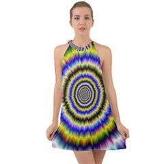 Psychedelic Blackhole Halter Tie Back Chiffon Dress by Filthyphil