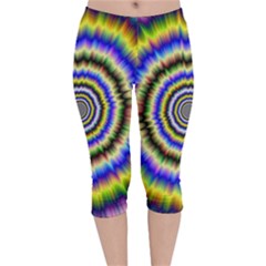 Psychedelic Blackhole Velvet Capri Leggings  by Filthyphil