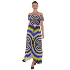 Psychedelic Blackhole Off Shoulder Open Front Chiffon Dress by Filthyphil