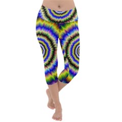 Psychedelic Blackhole Lightweight Velour Capri Yoga Leggings by Filthyphil