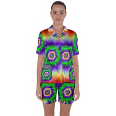 Psychedelic Trance Satin Short Sleeve Pyjamas Set