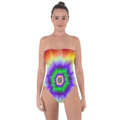 Psychedelic Explosion Tie Back One Piece Swimsuit by Filthyphil