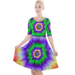 Psychedelic Explosion Quarter Sleeve A-line Dress