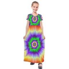 Psychedelic Trance Kids  Short Sleeve Maxi Dress by Filthyphil