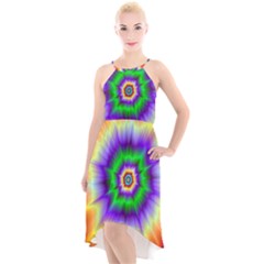 Psychedelic Trance High-low Halter Chiffon Dress 