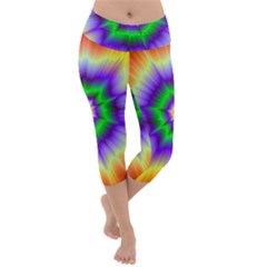 Psychedelic Trance Lightweight Velour Capri Yoga Leggings by Filthyphil