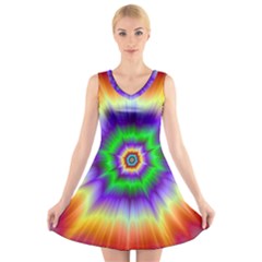 Psychedelic Big Bang V-neck Sleeveless Dress by Filthyphil