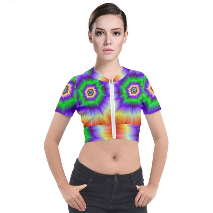 Psychedelic Trance Short Sleeve Cropped Jacket