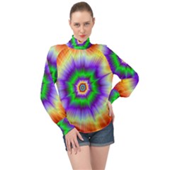 Psychedelic Explosion High Neck Long Sleeve Chiffon Top by Filthyphil