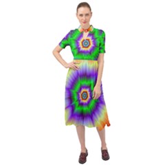 Psychedelic Explosion Keyhole Neckline Chiffon Dress by Filthyphil