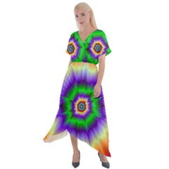 Psychedelic Explosion Cross Front Sharkbite Hem Maxi Dress by Filthyphil