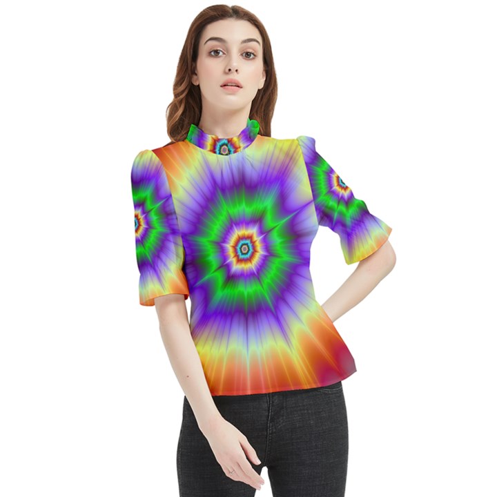 Psychedelic Explosion Frill Neck Blouse