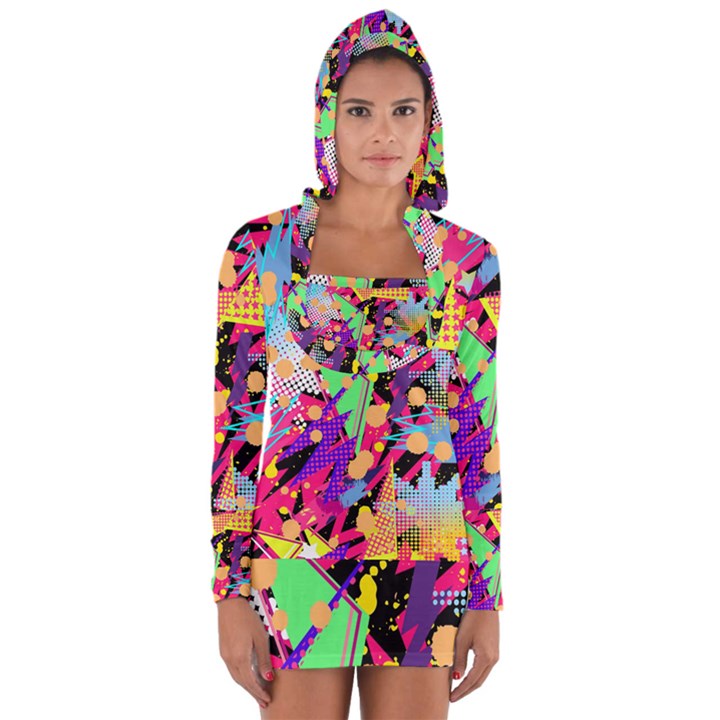 Psychedelic Geometry Long Sleeve Hooded T-shirt