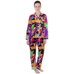 Psychedelic Geometry Satin Long Sleeve Pyjamas Set by Filthyphil