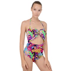 Psychedelic Geometry Scallop Top Cut Out Swimsuit by Filthyphil