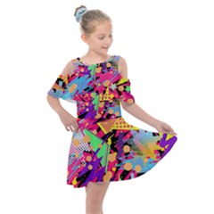 Psychedelic Geometry Kids  Shoulder Cutout Chiffon Dress by Filthyphil