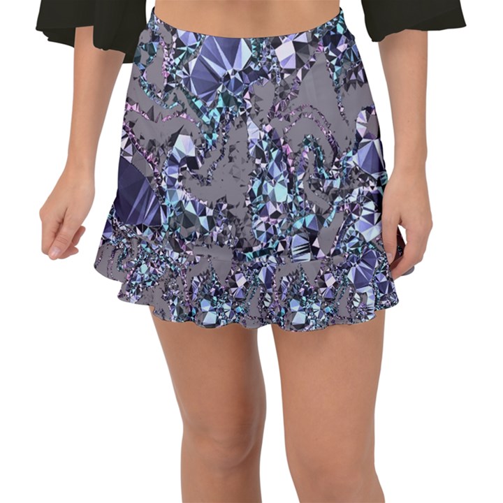 Crystal Puke Fishtail Mini Chiffon Skirt