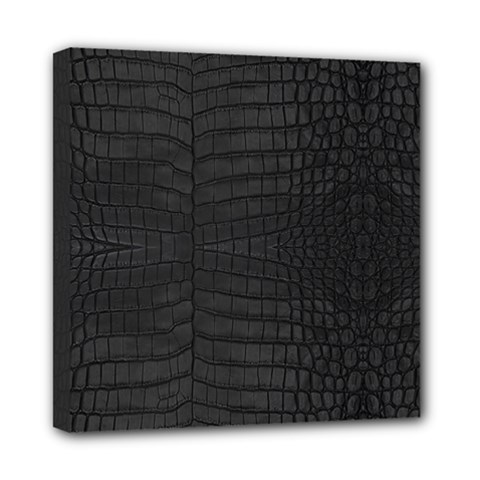 Black Crocodile Skin Mini Canvas 8  X 8  (stretched) by LoolyElzayat