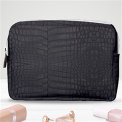 Black Crocodile Skin Make Up Pouch (medium) by LoolyElzayat